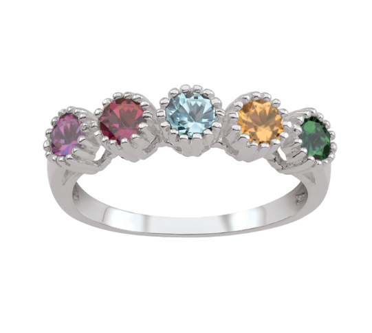 Made to Order - Personalized Mothers Ring - (3 - 5 stones) - genuine or synthetic stones - Silver