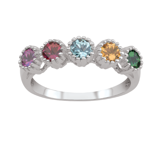 Copy of Made to Order - Personalized Mothers Ring - (3 - 5 stones) - genuine or synthetic stones - 10K WG