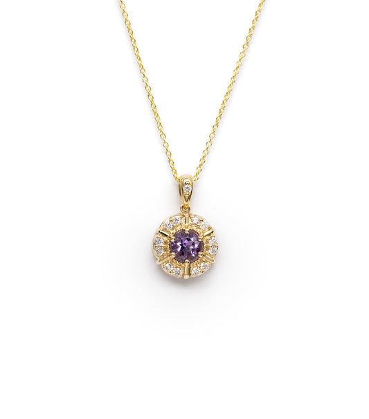 Momento Amethyst and Diamond digital locket 14K