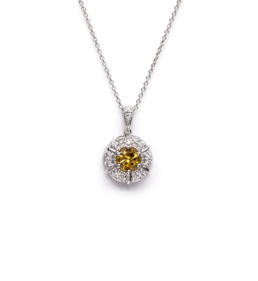 Momento Citrine and Diamond digital locket 14K