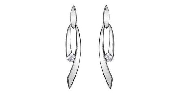 10K White Gold Canadian Diamond (0.10ct T. W) Dangle Earrings