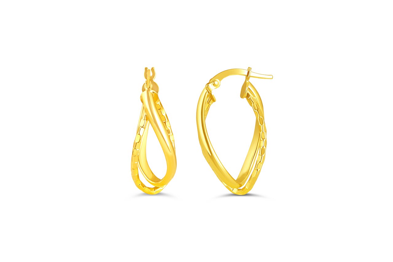 Yellow Gold Crossover Hoops