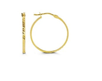 Diamond Cut Yellow Gold Hoops