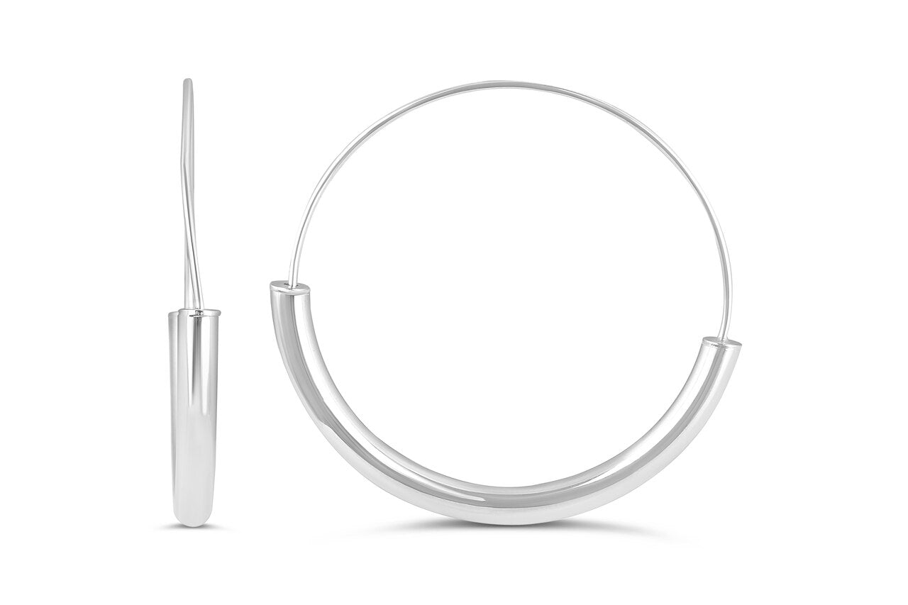 Retro Half Hoops in White Gold