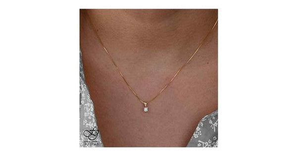 10K White Gold Solitaire Diamond (0.04 ct. T.W.) Necklace