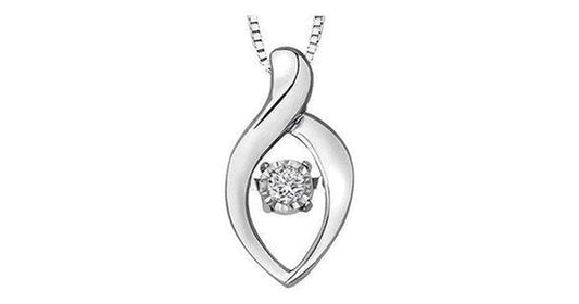 10K White Gold Pulse Diamond (0.02 ct. T.W.) Elongated Necklace