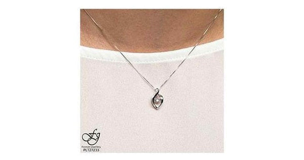 10K White Gold Pulse Diamond (0.02 ct. T.W.) Elongated Necklace