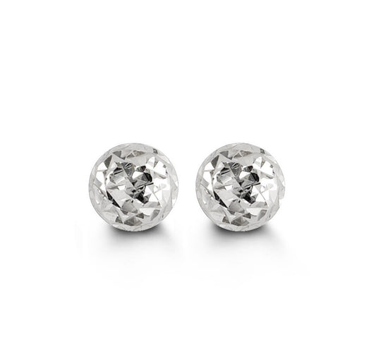 5mm Diamond Cut Ball Studs in White Gold