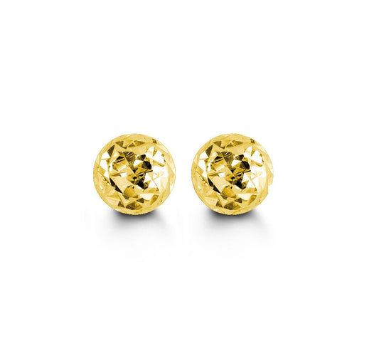 5mm Diamond Cut Ball Studs in Yellow Gold