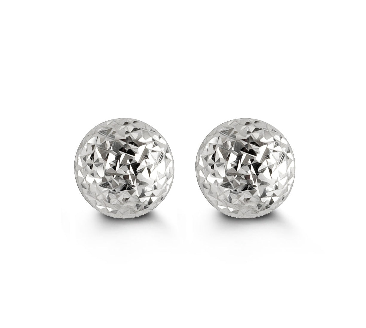 7mm Diamond Cut Ball Studs in White Gold