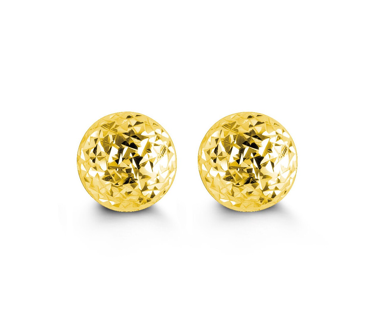 7mm Diamond Cut Ball Studs in Yellow Gold