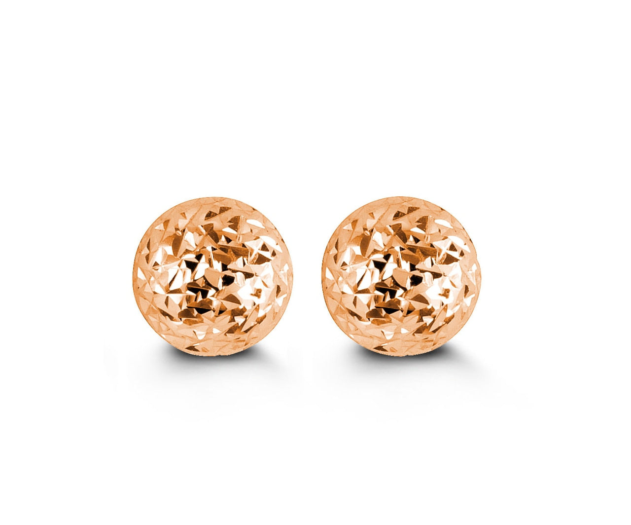 8mm Diamond Cut Ball Studs in Yellow Gold