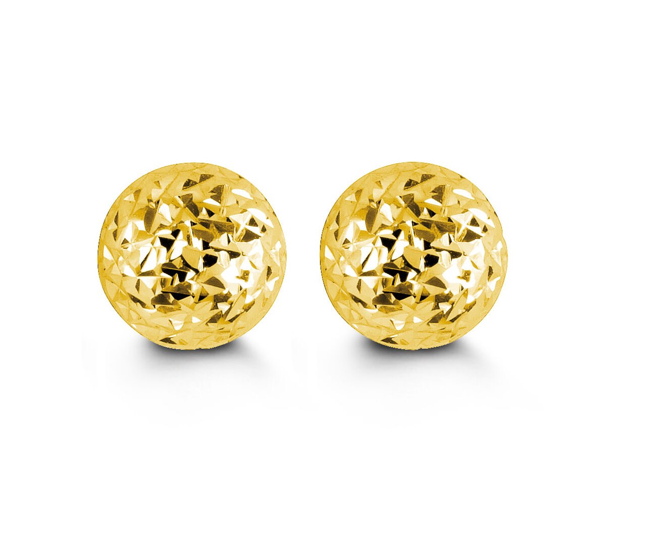8mm Diamond Cut Ball Studs in Yellow Gold
