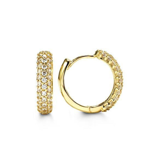C.Z Pave Yellow Gold Huggies
