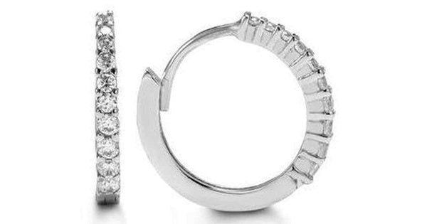 C.Z Tapered White Gold Huggies