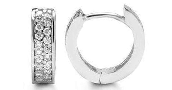 Wide C.Z Channel Setting White Gold Huggies