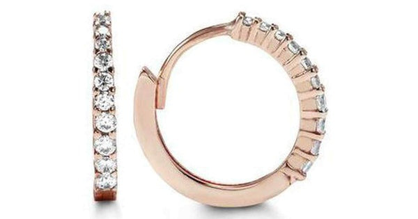 C.Z Tapered Scallop Setting Rose Gold Huggies