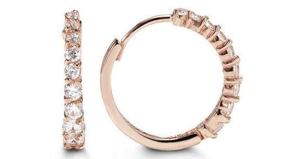 C.Z Tapered 4 prongs Setting Rose Gold Huggies