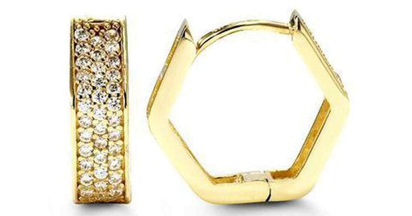 C.Z Geometric Luxury Yellow Gold Huggies