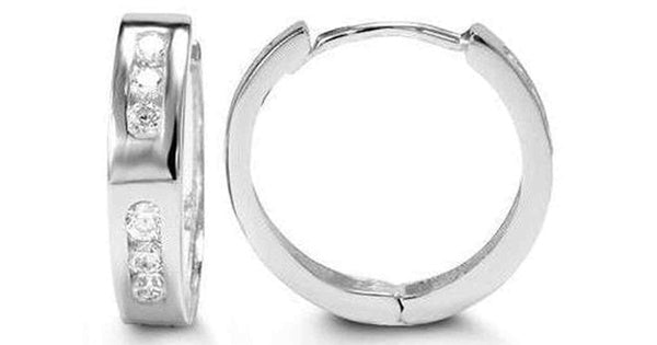 C.Z White Gold Huggies