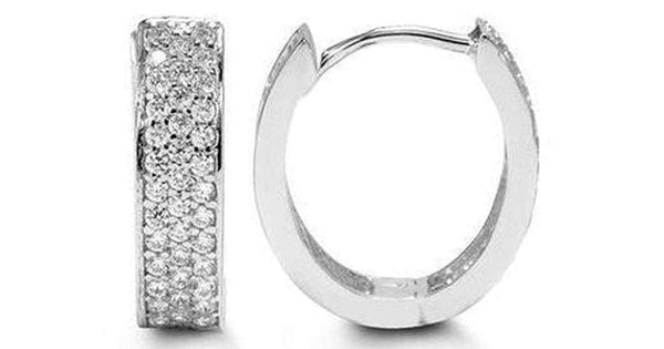 C.Z White Gold Triple Pave Huggies