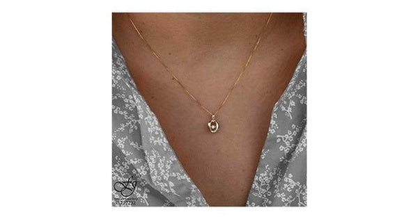10K Yellow & White Gold Pulse Diamond (0.01 ct.) Circle Necklace