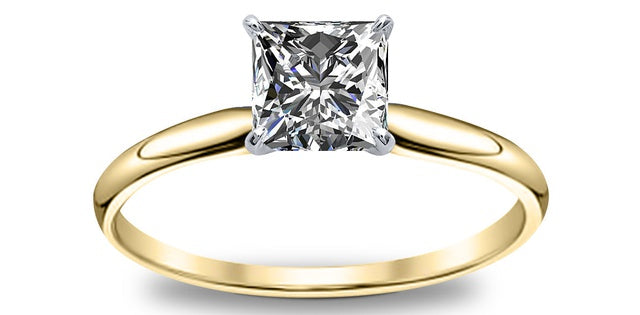 1.00 ct T.W.-14K Yellow Gold Princess Diamond Solitaire Engagement Ring