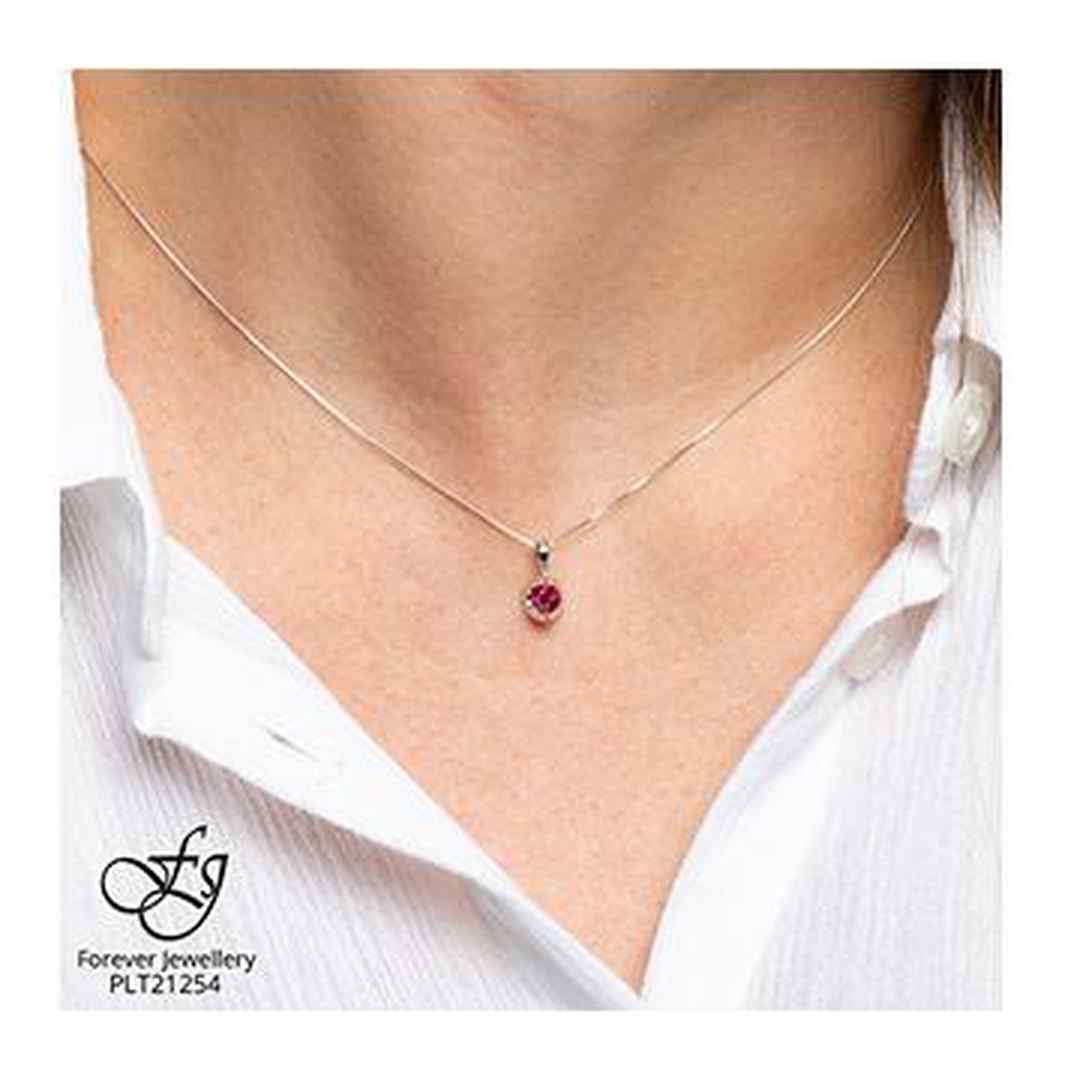 10K White Gold Ruby Half Moon Necklace