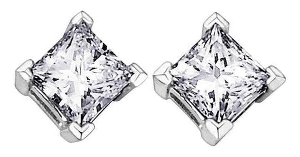 10K White Gold Canadian Diamond (0.12ct) 4 Claw Studs