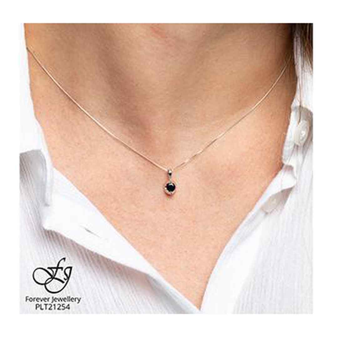 10K White Gold Sapphire Half Moon Necklace