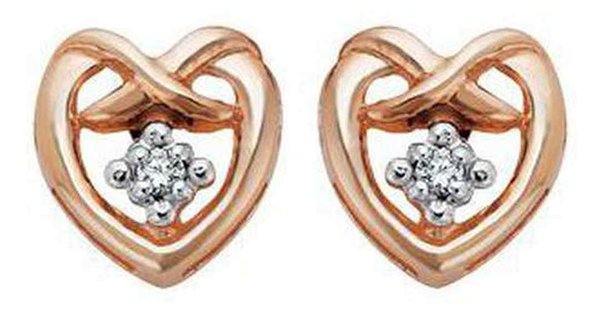 10K Rose Gold Canadian Diamond (0.02ct) Heart Outline Studs