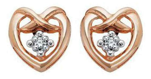 10K Rose Gold Canadian Diamond (0.02ct) Heart Outline Studs