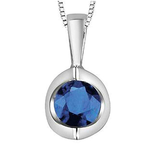 10K White Gold Sapphire Half Moon Necklace
