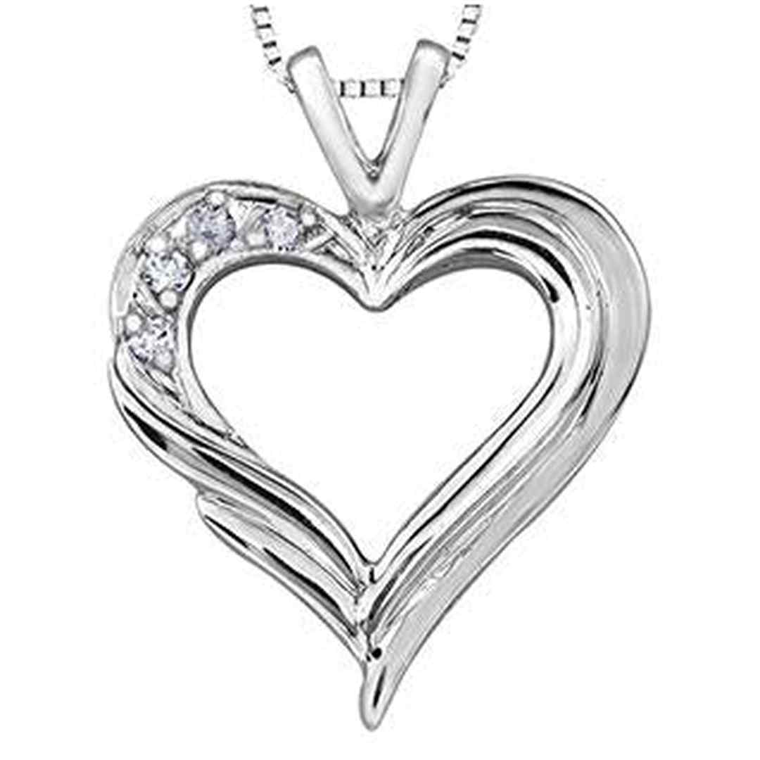 10K White Gold Diamond (0.04 ct. T.W) Heart Necklace