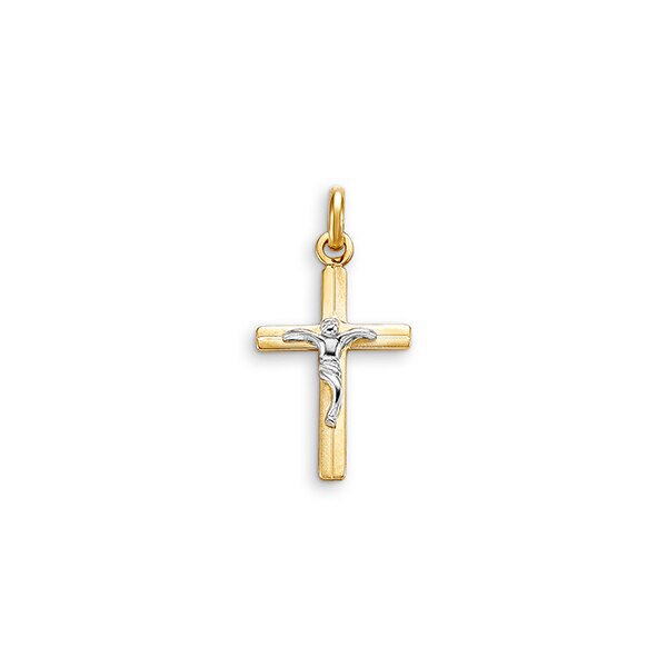 10K Two Tone Gold Faith Charm Pendant