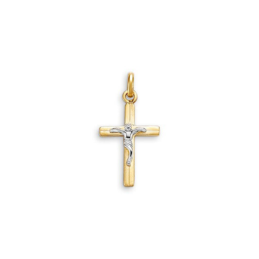 10K Two Tone Gold Faith Charm Pendant