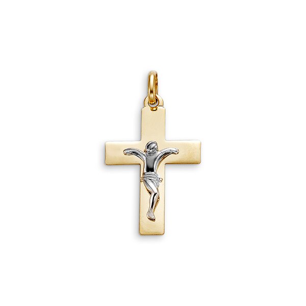 10K Two Tone Gold Faith Charm Pendant
