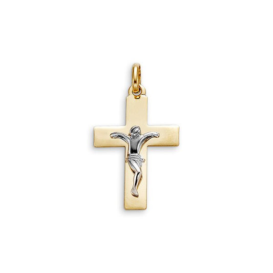 10K Two Tone Gold Faith Charm Pendant