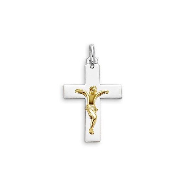10K Two Tone Gold Faith Charm Pendant