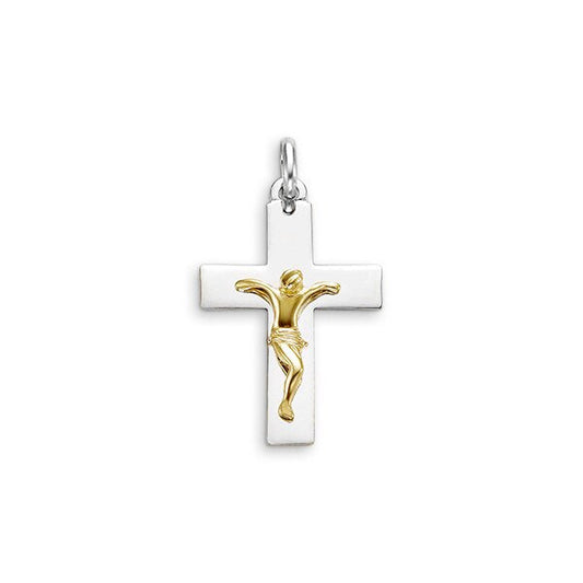 10K Two Tone Gold Faith Charm Pendant