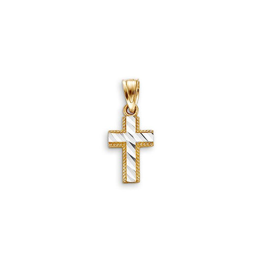 10K Two Tone Gold Faith Charm Pendant