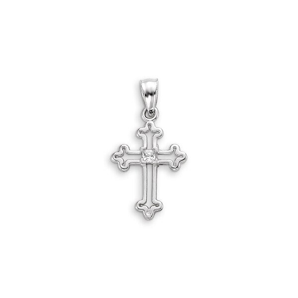 10K White Gold Faith Charm Pendant