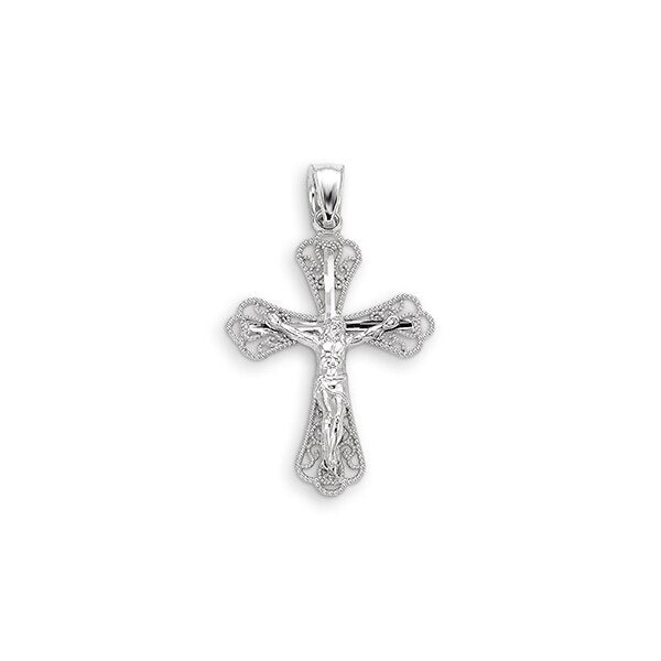 10K White Gold Faith Charm Pendant
