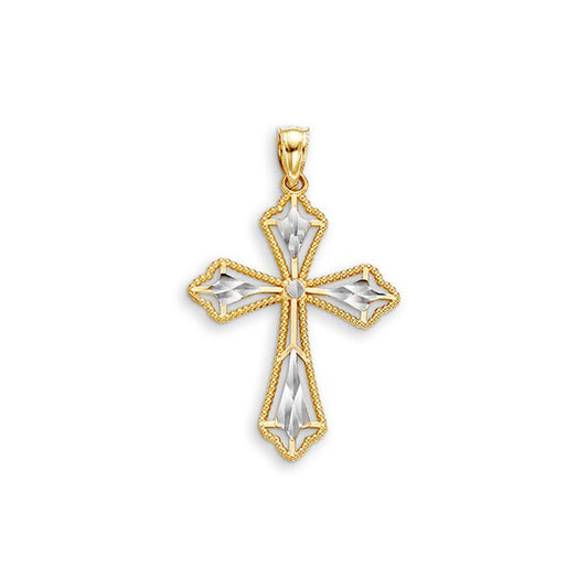 10K Two Tone Gold Faith Charm Pendant