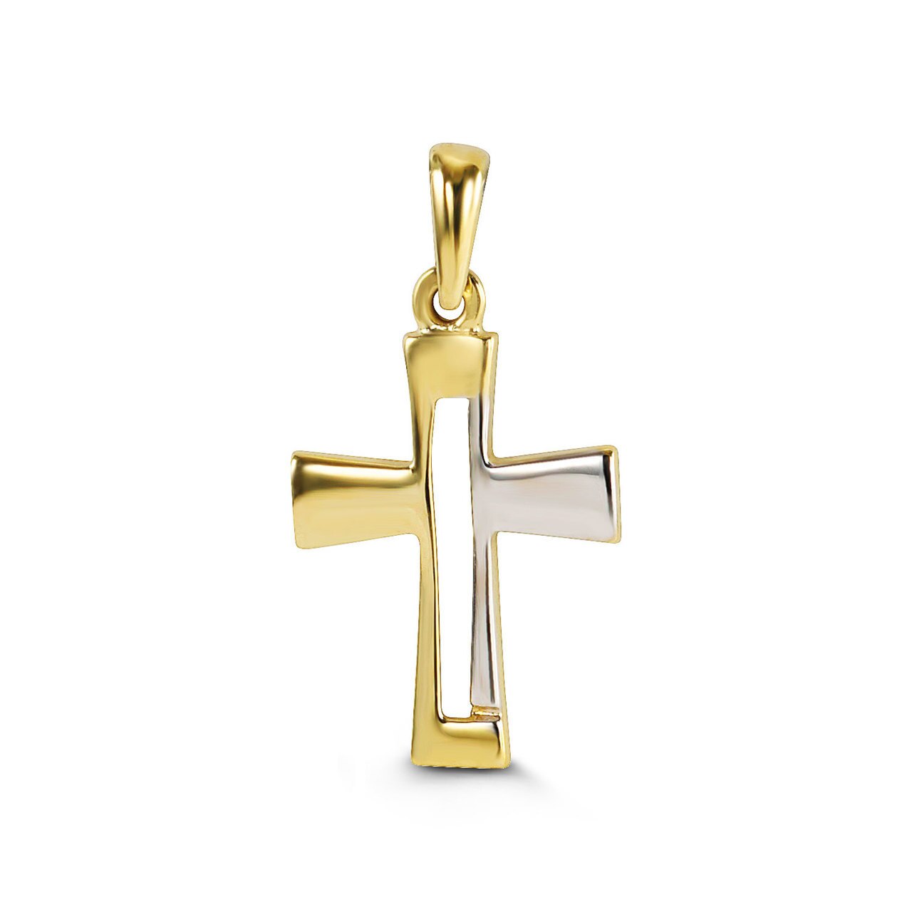10K Two Tone Gold Faith Charm Pendant