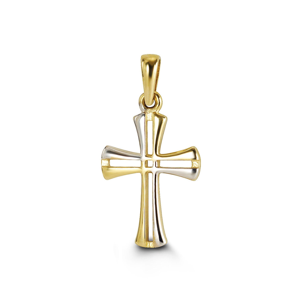 10K Two Tone Gold Faith Charm Pendant