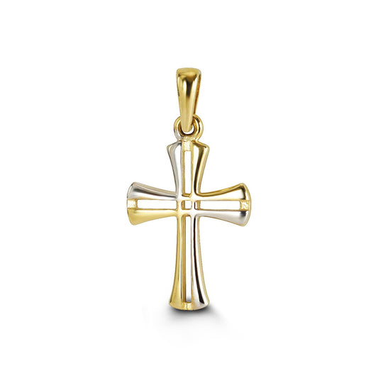 10K Two Tone Gold Faith Charm Pendant