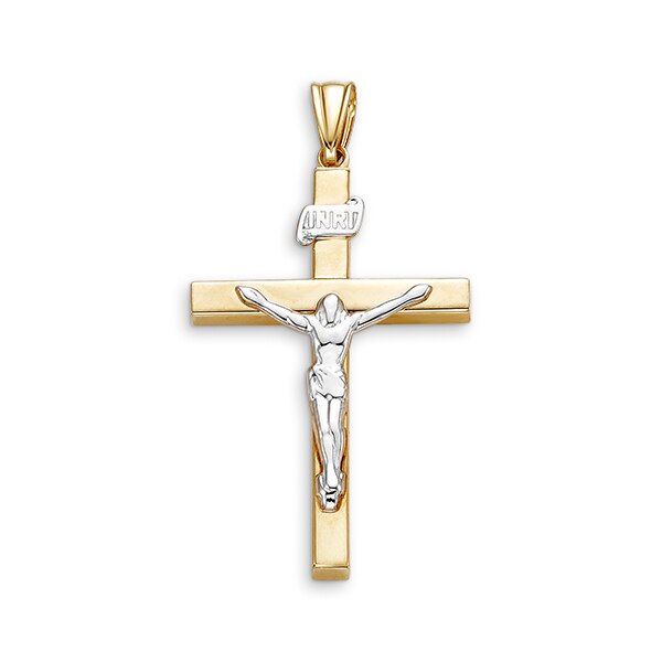 10K Two Tone Gold Faith Charm Pendant