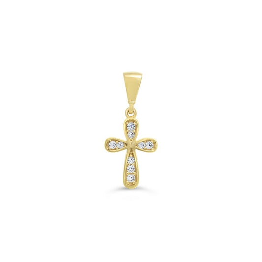 10KT Yellow Gold Cross with CZs