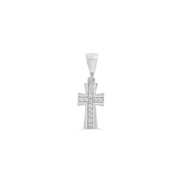 10KT White Gold Cross with CZs